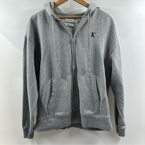 Calvin Klein Relaxed-Fit Grey Zip-Up Hoodie – Size XS